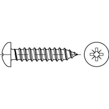 DIN7981Z Pan head tapping screw with Pozidriv cross recess Steel zinc plated
